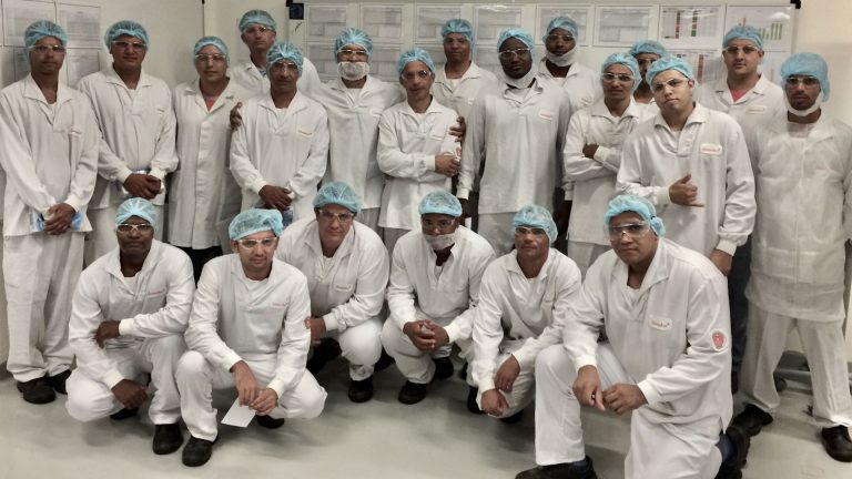 Lean shop floor improvement team for Givaudan flavor production in Sao Paulo Brazil.