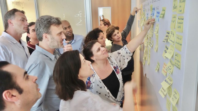 Prioritizing improvement initiatives at Lean workshop in Sao Paulo Brazil.