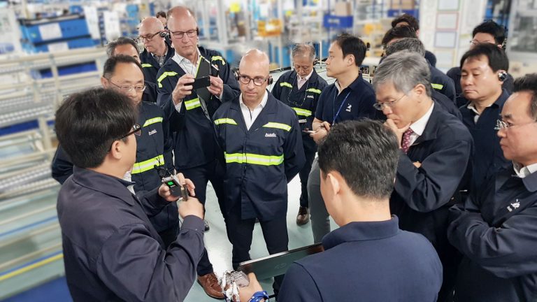 Management gemba walk at Automotive factory in Seoul, Korea.