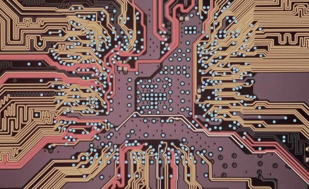 High-tech printed circuit board (PCB).